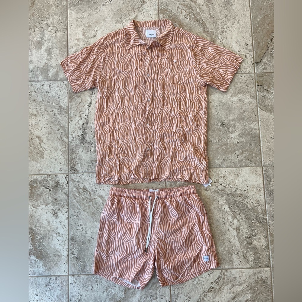 ALLFENIX NWT Peach Zebra Cabana Two Piece Swim Wear Set in Peach, L